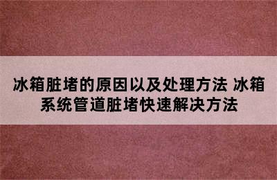 冰箱脏堵的原因以及处理方法 冰箱系统管道脏堵快速解决方法